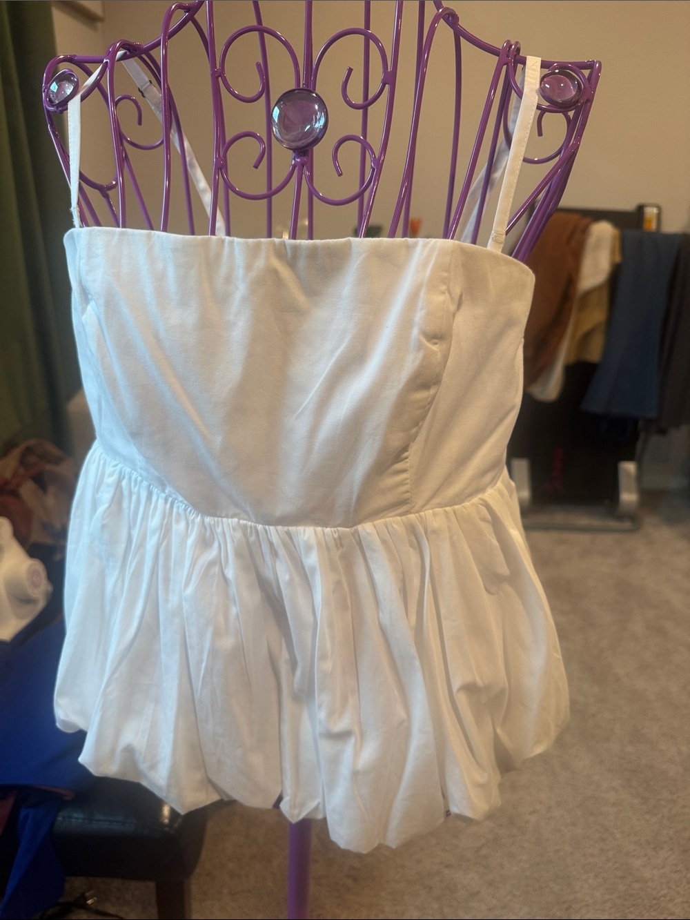 Abercrombie & Fitch White Strapless-bubble hem top - Picture 3 of 6
